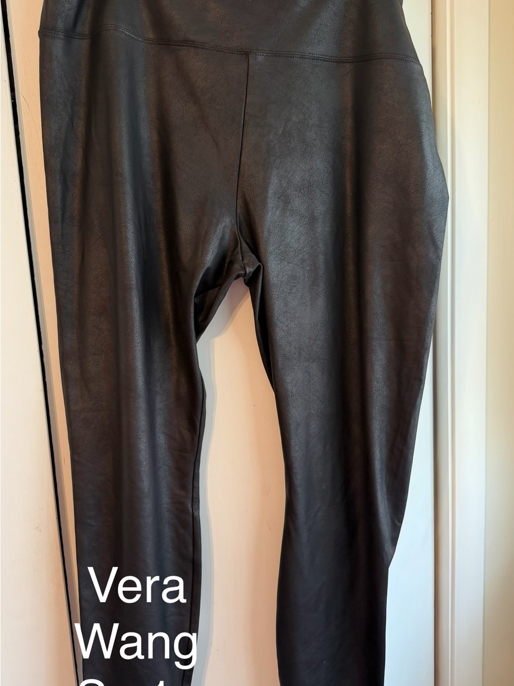 Vera Wang Faux Leather Leggings - Black